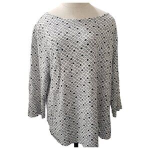 CT1513 Chico's Black & White Dotted 3/4 Sleeve "Ultimate Tee" XL